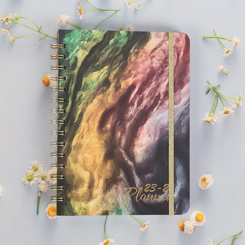 Colourful Marble Pattern College Ruled Spiral Notebook