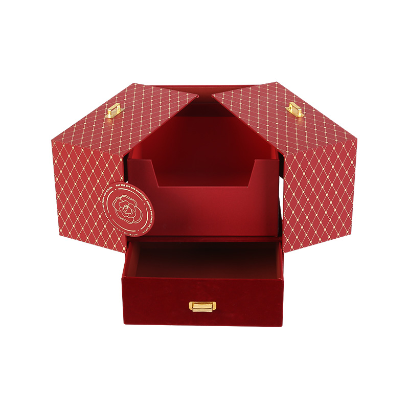 Red Wedding Birthday Party Gift Box with Double Drawer