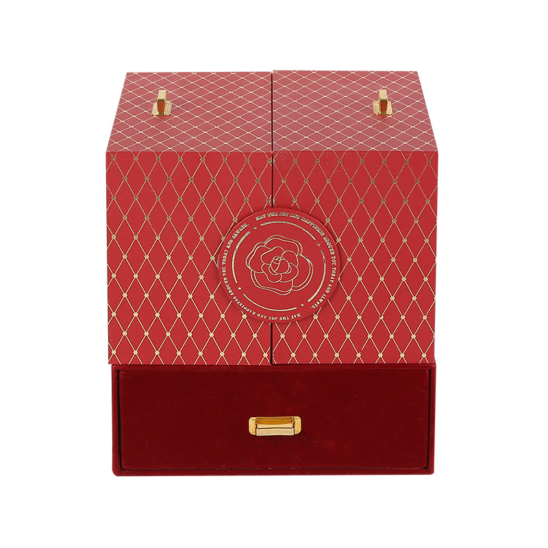 Red Wedding Birthday Party Gift Box with Double Drawer