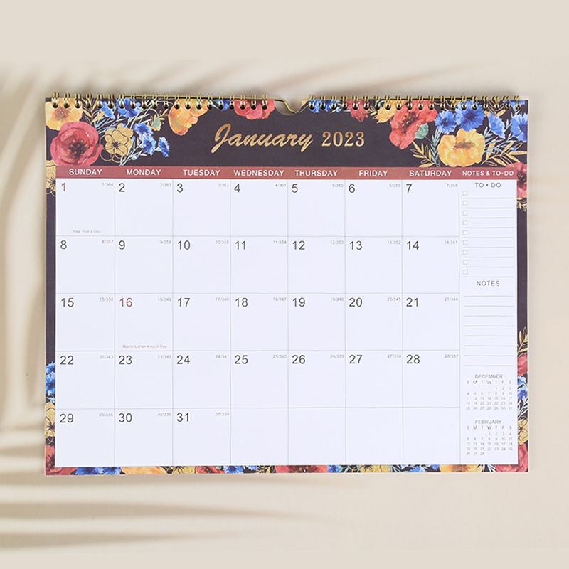 Monthly Twin-Wire Binding Wall Calendar for Planning