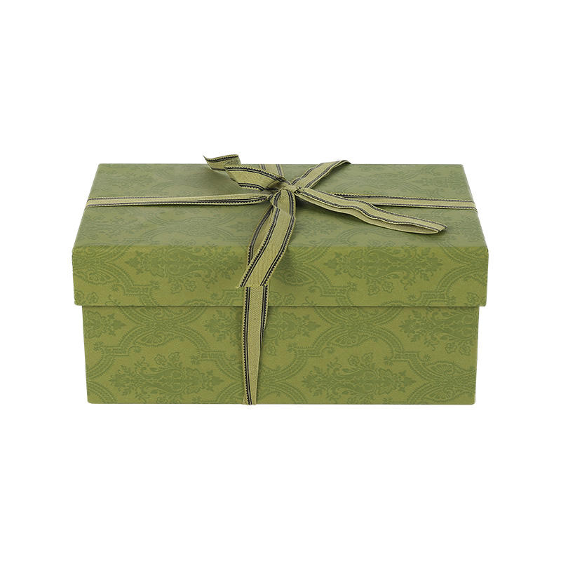 Green Vintage Pattern Bow Decor Gift Box For Party