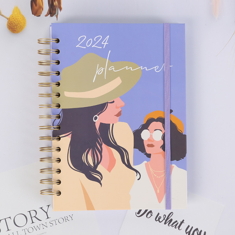 Beautiful Girl Aesthetic Spiral Notebook with Elastic Band