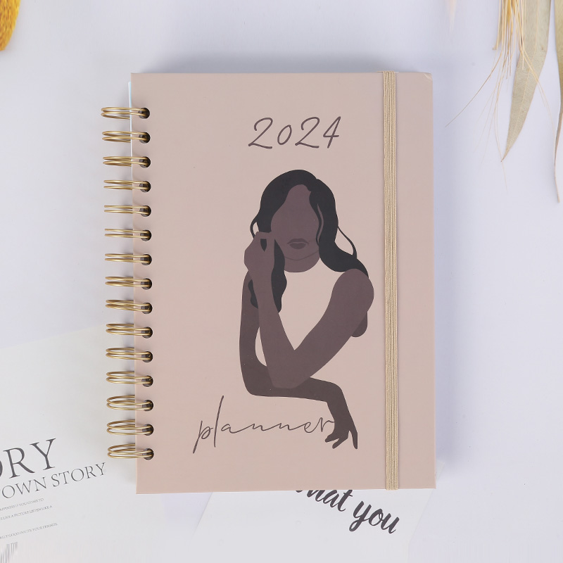 Beautiful Girl Aesthetic Spiral Notebook with Elastic Band