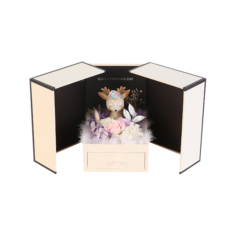 Empty Paper Cardboard Double Door Flower Gift Box