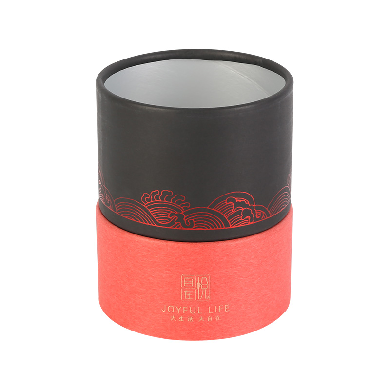 Round Black Red Cardboard Paper Packaging Tube With Lid