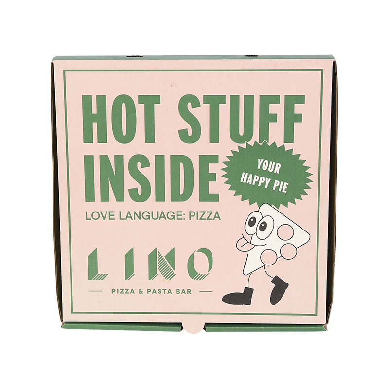 White Green Printed Corrugated Kraft Pizza Packing Box