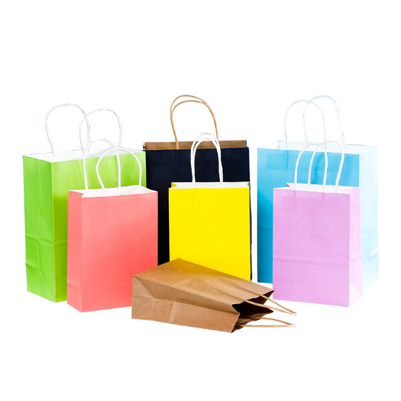 Colourful Kraft Paper Gift Packaging Bag For Birthday Party