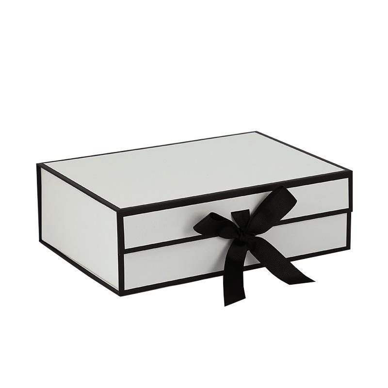 Rigid Paper Foldable Magnetic Gift Box With Ribbon Closure